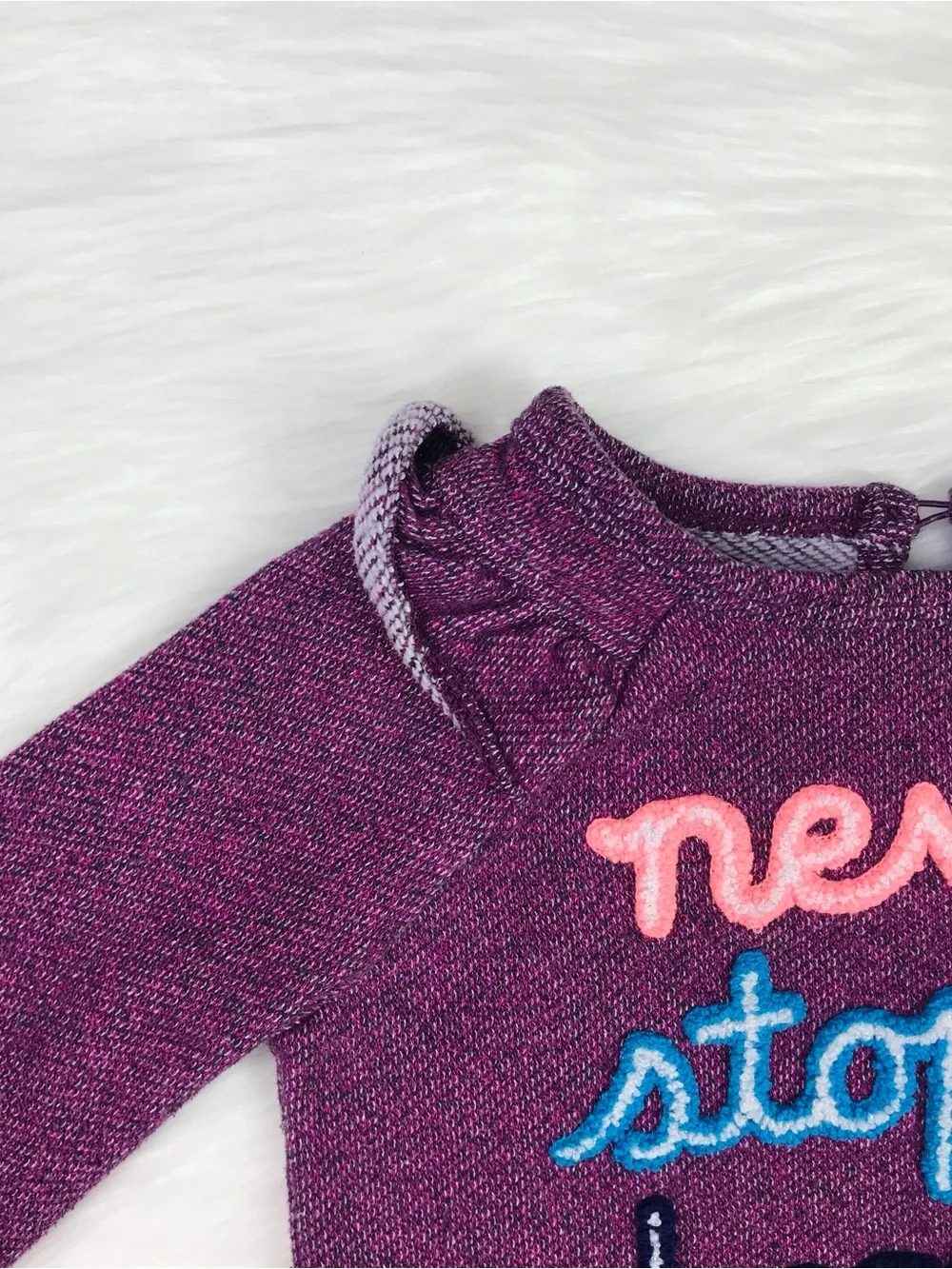 Cat & Jack Toddler Girls Purple Ruffle Never Stop Dreaming Sweatshirt 2T